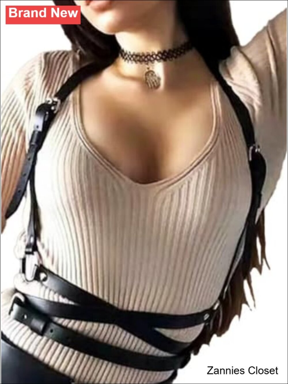 ๐ป Punk PU Leather Harness Belt Adjustable Chest Waist Strap for Party Cosplay - Picture 1 of 5